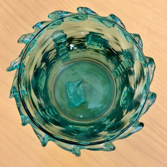 vintage Gordiola Spanish Turquoise Glass vase - Picture 2 of 5